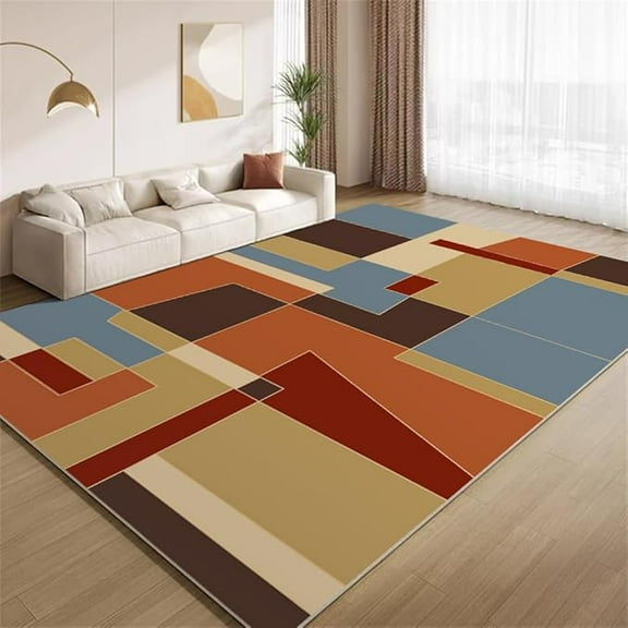 Living Room Rug, Color Geometric Graphics Area Carpet Washable Rug, Soft Rug, Anti-Slip Washable 3D Printed Carpet For Bedroom Dining Room Kitchen Living Room Office 4 x 6ft
