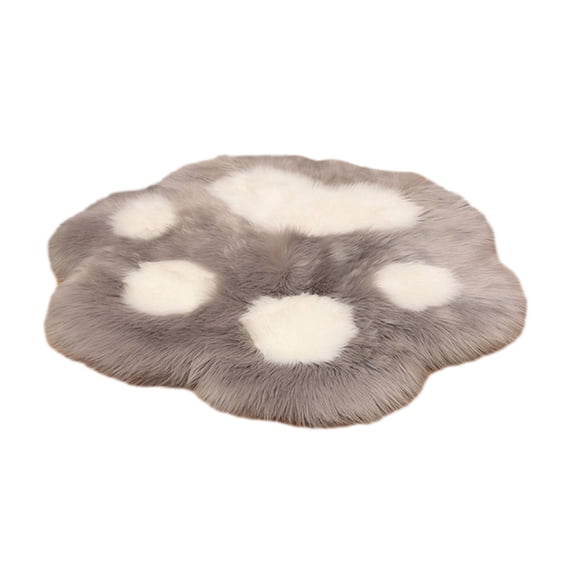 Living Room Rug, Paw Shaped Plush Long Hair Area Rug for Bedroom, Non-Slip Floor Mat in Gray or Purple, 19.68 x 23.62 in