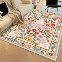 Living Room Rug Washable Area Rug Floral Rugs With Rubber Backing Non-Slip Large Rugs For Living Room, Bedroom, Farmhouse, Dining Room 3x4ft
