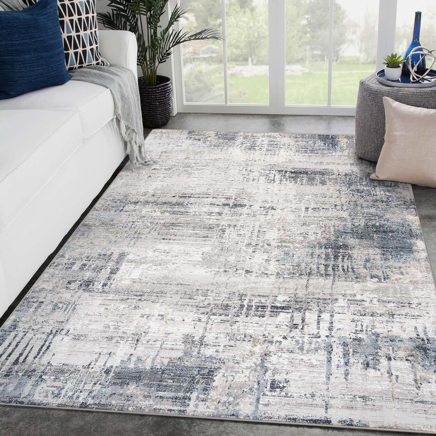 Living Room Rugs 4x8 Large Washable Rug Ultra Soft Bedroom Rug Abstract ...