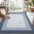 thumbnail image 1 of Living Room Rugs 9x12 Abstract Linear Area Rugs Stain-Resistant Modern Carpet Rugs Non-Slip Foldable Dining Room Rug Washable Low Pile Indoor Carpet for Under Table, Blue, 1 of 10