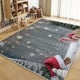 thumbnail image 1 of Living Room Rugs Non-Slip Carpet, Christmas Photography Snowflakes Christmas Hat Rug Machine Washable Rectangle Rug, Gray Decoration Carpet, Soft Low Pile Floor Decorate Carpets For Bedroom, 1 of 6
