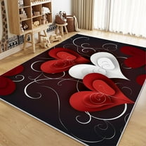 Living Room Rugs Non-Slip Carpet, Love Paper Cut Rug Machine Washable Rectangle Rug, Red Decoration Carpet, Soft Low Pile Floor Decorate Carpets For Bedroom