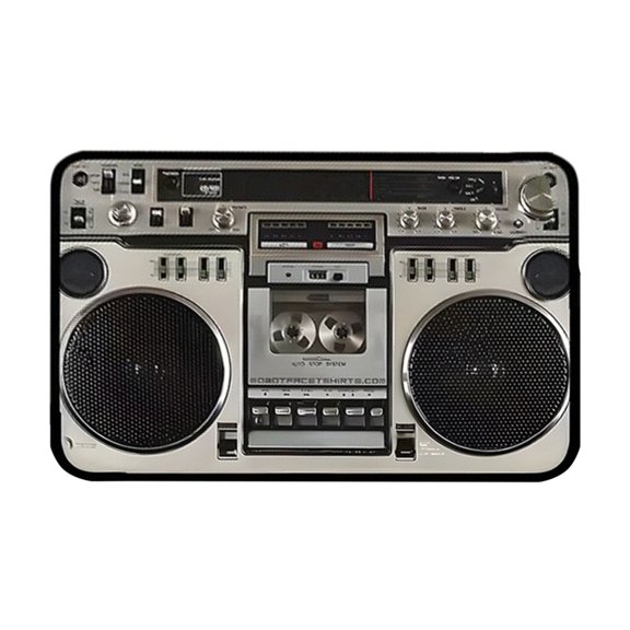Living Room Rugs, Vintage Radio Indoor Floor Mat Music Record Player Accent Rug Old Fashioned Decorative Rug Non-Slip Multicolor