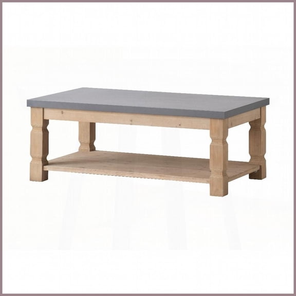Living Room Rustic Modern Concrete-Wood Coffee Table - Natural Aesthetic & Artistic Design