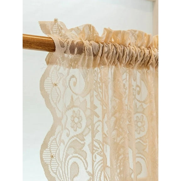 Living Room Screen Window Curtain 1PC Rural Romantic Shading Lace Bead Screen Curtain Bedroom