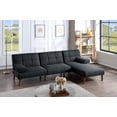 thumbnail image 1 of Living Room Sectional Convertible Bed Chaise Sofa Black Polyfiber Adjustable Couch Tufted Back Cushions, 1 of 9