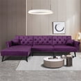 thumbnail image 1 of Living Room Sectional Sofas with Sleeper, L-Shaped Sofa Bed with Reversible Ottoman, 2 Pillows, Modern Fabric Bedroom Furniture Sleeper Sofa Couch with Wood Legs for Small Space, Purple, LLL1960, 1 of 11