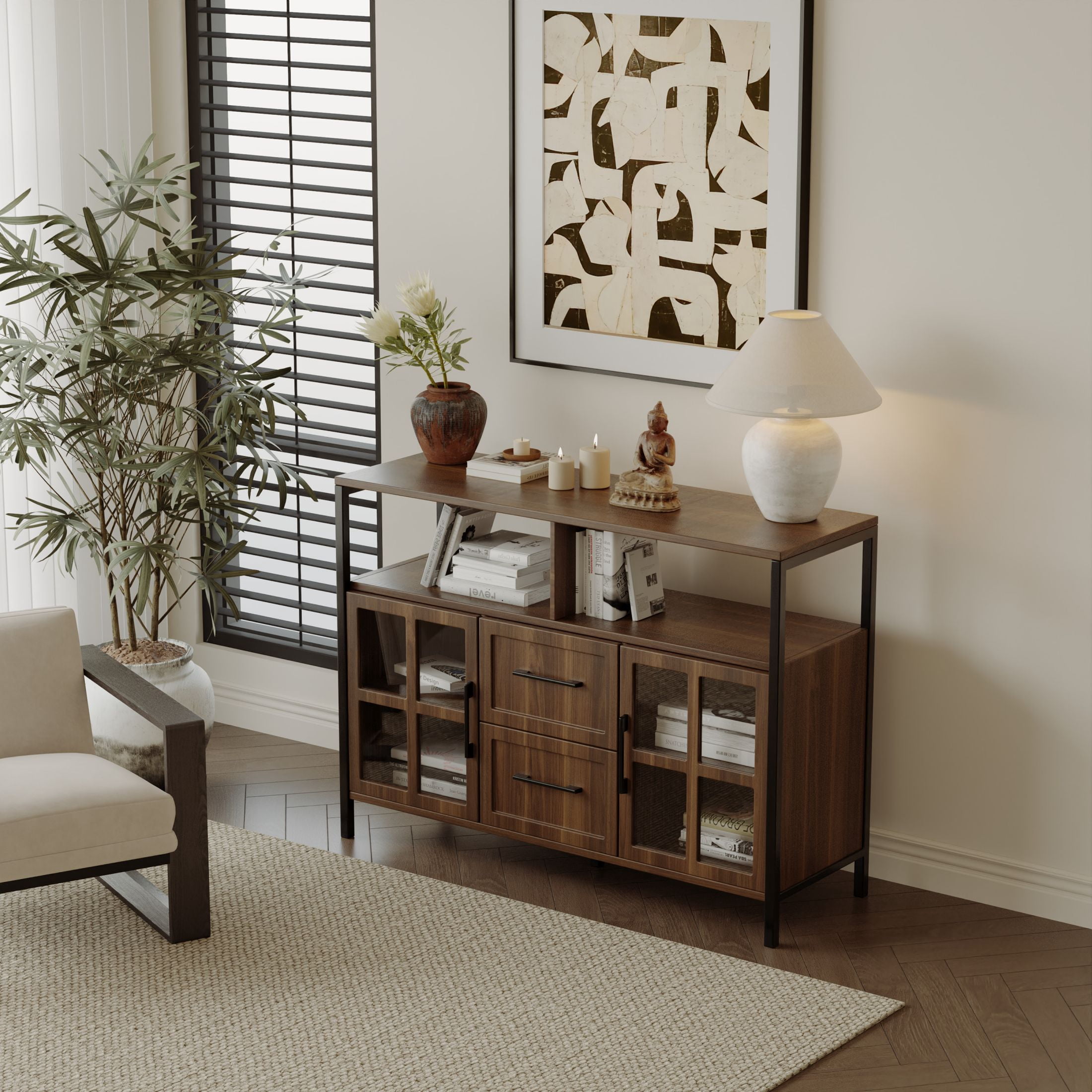 Living Room Shelves, With Two Storage Rooms, Storage Box, Modern ...
