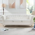 thumbnail image 1 of Living Room Sofa, Modern Upholstered Loveseat with Button Tufted Backrest and Nailhead Trim Armrest, 84 Inch Long Sofa Couch with Acrylic Legs and Padded Seat, 660 lbs Weight Capacity, White, 1 of 7