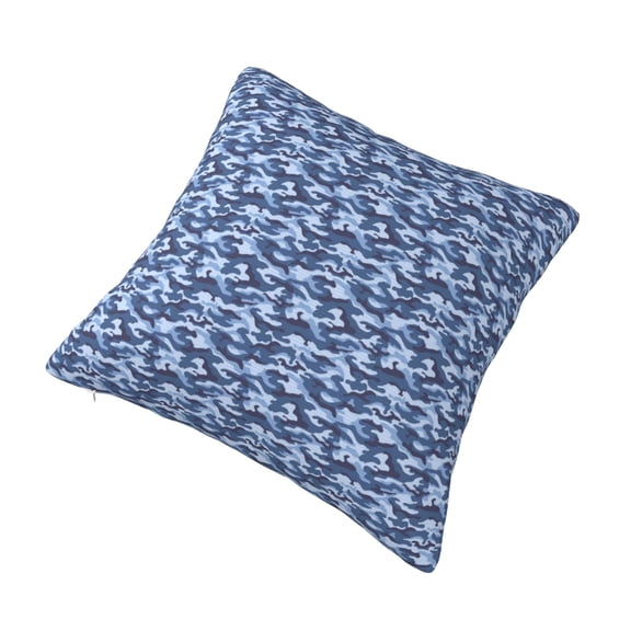 Living Room Sofa Pillow Cover Navy Digital Blue Camouflage Digital Printed Square Cushion Cover 26"x26"
