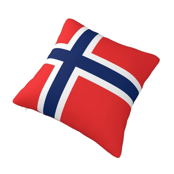 Living Room Sofa Pillow Cover Norway Flag Digital Printed Square Cushion Cover 16"x16"