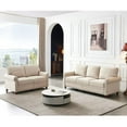 thumbnail image 1 of Living Room Sofa Set of 2, Upholstered Loveseat and 3-seat Sofa with Under-seat Storage Space and Nailhead Trim Armrest, 2pcs Sofa Set with Thicken Back Cushion and Rubber Wood Legs, Beige, 1 of 7