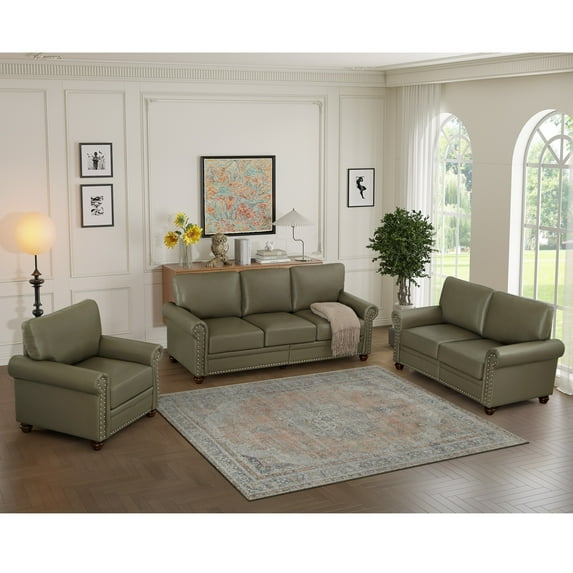 Living Room Sofa with Storage Sofa 1+2+3 Sectional Faux Leather (Grey)
