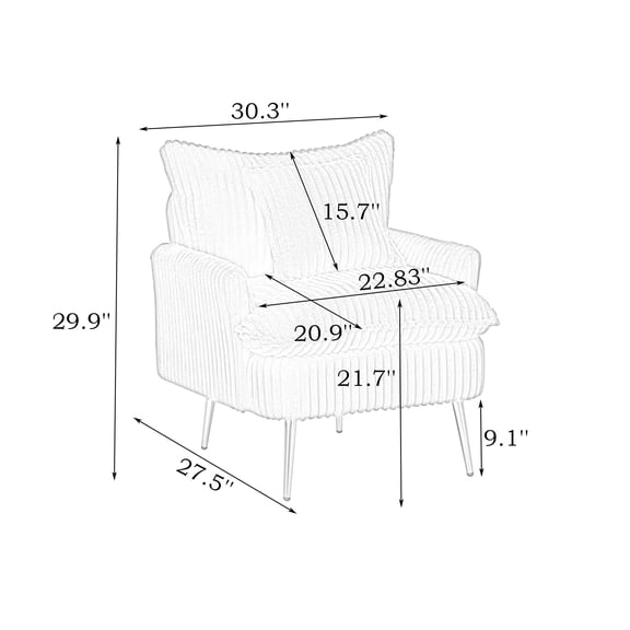 Living Room Sofas 30.31 inch single chair Fashion sofa, green sofa, coarse corduroy fabric, soft and comfortable, suitable for apartment office living room bedroom meeting room,Comfortable Sofas