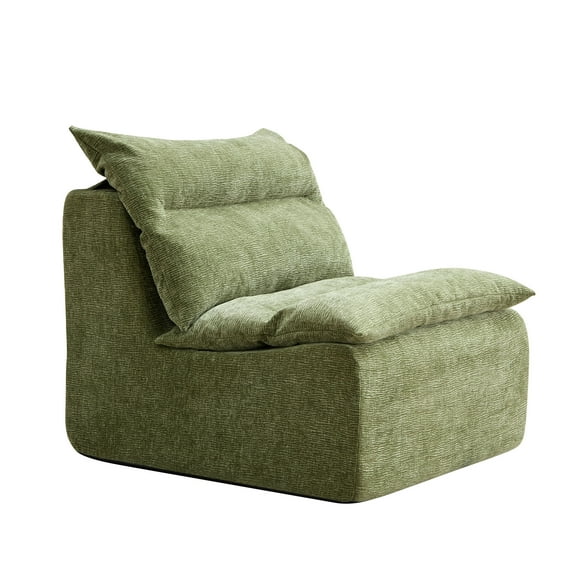 Living Room Sofas Accent Armless Chair Lazy Floor Seating, Single Sofa Lounger Leisure Accent Single Couch with Backrest for Living Room, Bedroom, Office, Single Seat GREEN,Comfortable Sofas