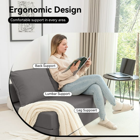 Living Room Sofas Foldable Sofa Bed Sleeper Lounge Chair with Pillow Floor Mattress Floor Couch with Backrest for Living Room/Dorm/Guest Room/Home Office, Twin,Comfortable Sofas