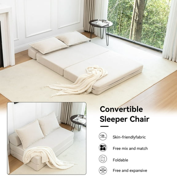 Living Room Sofas Foldable Sofa Bed Sleeper Lounge Chair with Pillow Floor Mattress Floor Couch with Backrest for Living Room/Dorm/Guest Room/Home Office, Twin,Comfortable Sofas