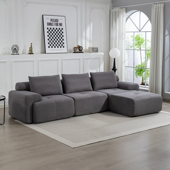 Living Room Sofas L-Shaped Sectional Couches for Living Room with Memory Foam & Steel Frame - No Assembly Convertible Sofa Bed, Corduroy Fabric Compression Sofa, Modular Couch for Apartments,Bedrooms