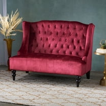 Living Room Sofas, LOVESEAT, Wine Red Comfortable Sofas,Velvet Modern Sofas, Furniture, Primary Living Space, Sofas LOVESEAT