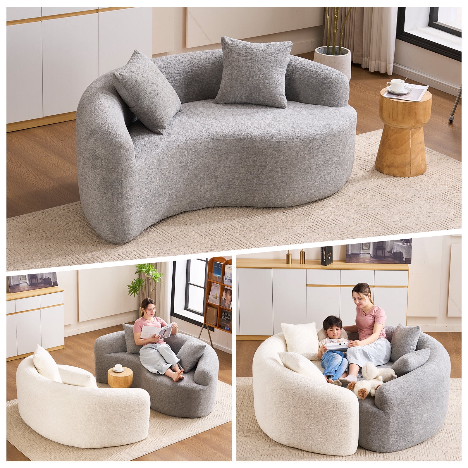 Living Room Sofas LY-042 S-Curved Dual-Depth(21.3"/26.8") Loveseat