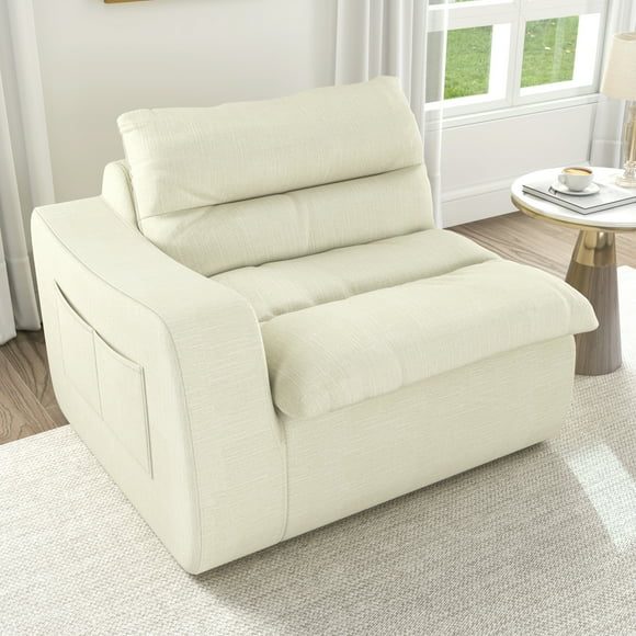 Living Room Sofas Lazy floor sofa, modern floor lounge chair with left arm, comfortable beanbag sofa, suitable for living room bedroom office - Beige,Comfortable Sofas