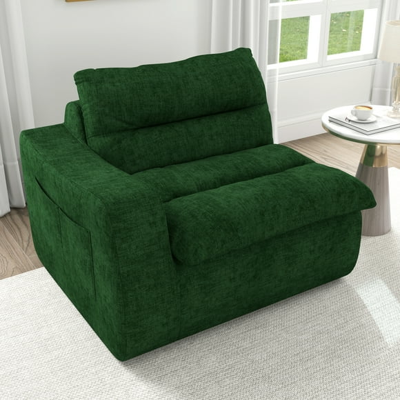 Living Room Sofas Lazy floor sofa, modern floor lounge chair with left arm, comfortable beanbag sofa, suitable for living room bedroom office - Green,Comfortable Sofas