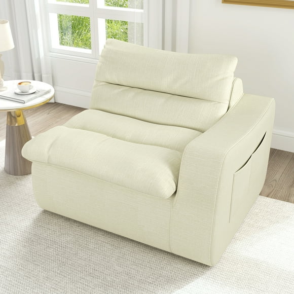 Living Room Sofas Lazy floor sofa, modern floor lounge chair with right arm, comfortable beanbag sofa, suitable for living room bedroom office - Beige,Comfortable Sofas