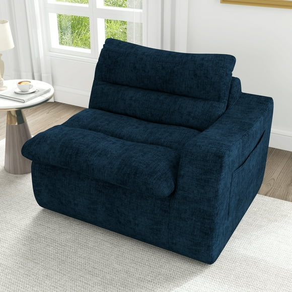 Living Room Sofas Lazy floor sofa, modern floor lounge chair with right arm, comfortable beanbag sofa, suitable for living room bedroom office - Blue,Comfortable Sofas