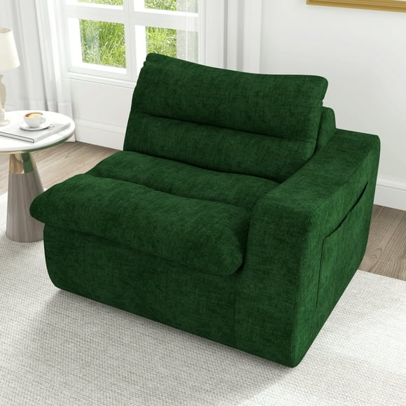 Living Room Sofas Lazy floor sofa, modern floor lounge chair with right arm, comfortable beanbag sofa, suitable for living room bedroom office - Green,Comfortable Sofas