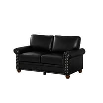 Living Room Sofas, Living Room Sofa Loveseat Black Faux Leather, Black Comfortable Sofas,Pu Leather Modern Sofas, Furniture, Primary Living Space, Sofas Living Room Sofa Loveseat Black Faux Leather