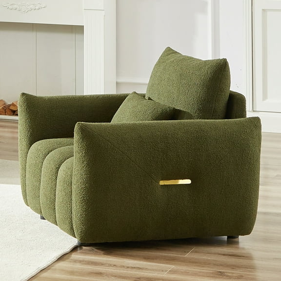 Living Room Sofas MH36.8'' Teddy Fabric Sofa, Modern Lounge Chair for Apartment, Office, Living Room and Bedroom green W1193S00088,Comfortable Sofas