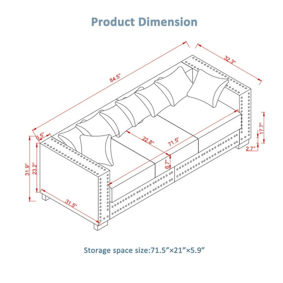 Living Room Sofas Modern Design Living Room Sofa Square armrest with Silver Nails Decoration Upholstered Velvet Couch Green,Comfortable Sofas