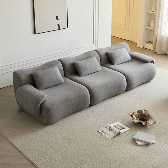Living Room Sofas Modular Sectional Sofa, Compressed Sectional Sofa Modern Minimalist Style Couch, Bedroom, Comfy Compressed Sofa Couch Space-Efficient Light Gray,Comfortable Sofas