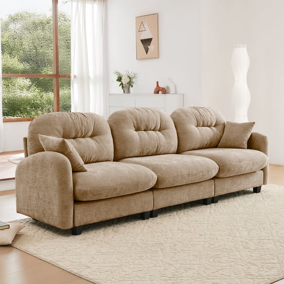Living Room Sofas Three-Seate Modular Sectional Couch,Soft Chenille Fabric High-Density Foam,Tufted Cushion Backrest Design Ergonomic Design,Elegant Armrests,High Quality Wooden Base,Fits Bedrooms Li