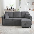 thumbnail image 1 of Living Room Sofas UNITED WE WIN L-Shaped Sectional Sofa with Pull-Out Storage,Ottoman & Pillows 3-Seat with USB Charging,Cup Holder, Convertible Design for Living Room, Apartment, Corduroy Fabric,Com, 1 of 20