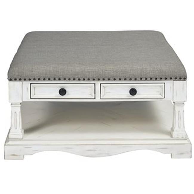 Chalk White Square Wood Cocktail Table with Storage