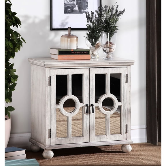 Living Room Storage | Mirrored Door Accent Chest | Wood and Engineered Build | Cures Home Clutter