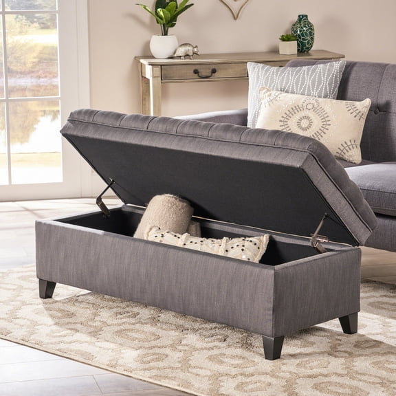 Living Room Storage Ottoman | Store Controllers, Provide Comfortable Seating | Fabric Material | Prevent Clutter in Closets