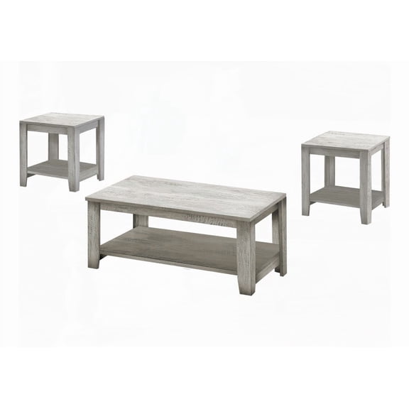 Living Room Table Set, 3pcs Set, Grey Laminate, Transitional for Sofa Matching