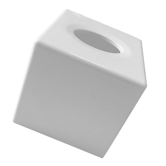 White Plastic Tissue Box Holder for Home with Large Capacity and Simple Design Ideal for Bathroom
