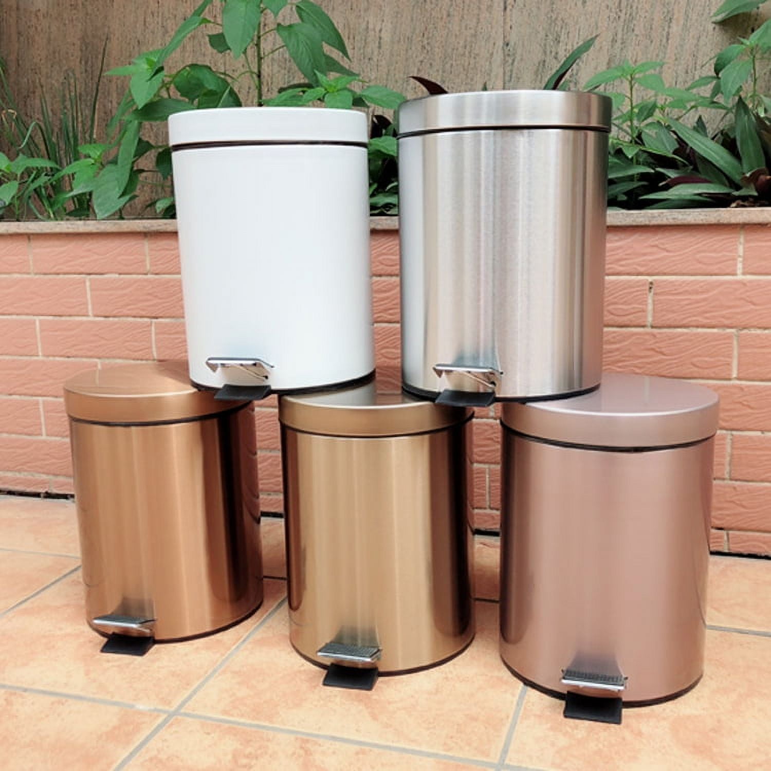 Living Room Trash Can Garbage Bin Stainless Steel Trash Bucket Office