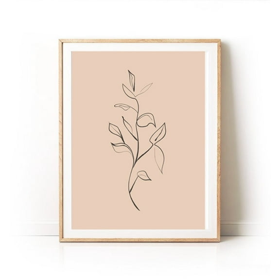 Living Room Wall Art, Neutral Colour, One Line Drawing, Line Drawing Print, Continuous Wall Art, Botanical Line Wall Art, Modern Line Art Wall Art, Modern Wall Decor, 16x24 UNFRAMED