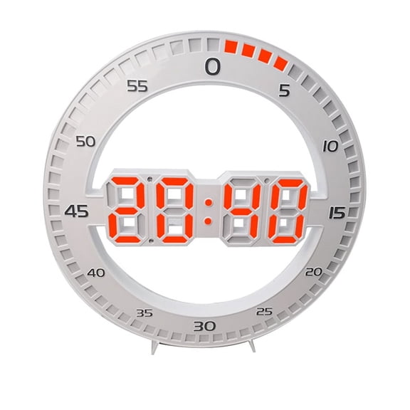 Living Room Wall Clock 3D LED Portable Wall Clock Electronic Clock Portable Screen With Jumping Seconds,White & Red
