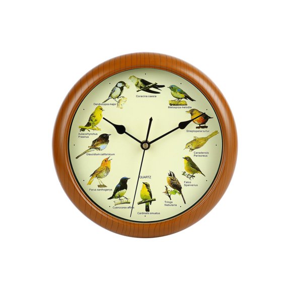 Living Room Wall Clock Decorative Bird Pattern Analog Clock for Home Kitchen Bedroom Office Rustic Wood Frame Round Wall Decor Holiday Gift for Nature Lovers 10 Inch Single Pack