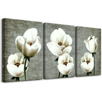Living Room Wall Decor Canvas Wall Art For Bedroom Bathroom Wall Painting Artwork Gray Green Vintage Style White Flowers Abstract Pictures Wall Decorations For Kitchen 3 Panels Modern Family Decor