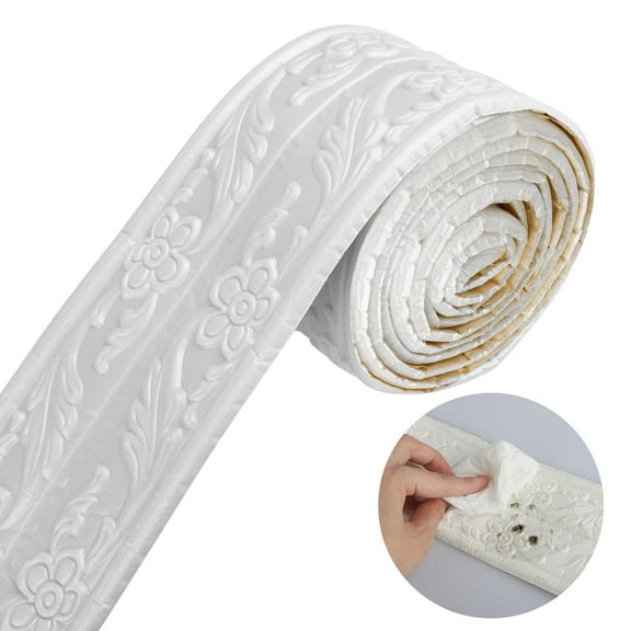 Living Room Wall Decor, Tile Sticker, Floral Molding Self Adhesive 3D PVC Wallpaper Border, Peel and Stick Waterproof Removable and Easy to Apply to Kitchen Bedroom Bathroom Tiles Sticker