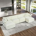 thumbnail image 1 of Living Room's 4-Seater Modular Sectional Sofa - Beige Chenille U Shaped Couch with 2 Movable Ottomans - Extra Deep Seat (29.92") - DIY Combination for Versatility, 1 of 19
