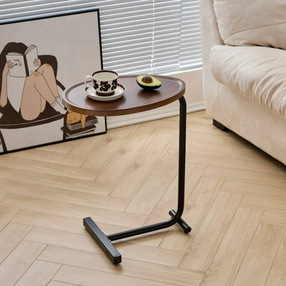 Living Room's C-shaped Small Side Table - Compact for Small Spaces & Stable Frame
