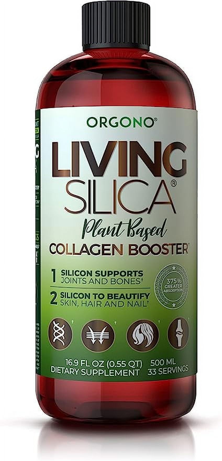 Living Silica Plant Based Collagen Booster | Vegan Collagen Booster | Supports Healthy Collagen and Elastin Production for Joint & Bone Support, Glowing Skin, Strong Hair & Nails 500 ml